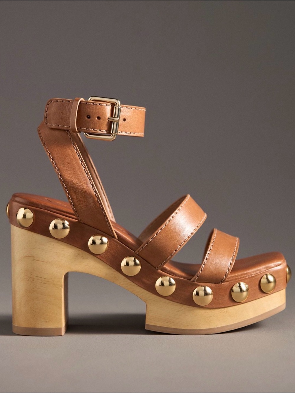 Vicenza Wood- Bottom Studded Platform Sandals - NIB Size 40